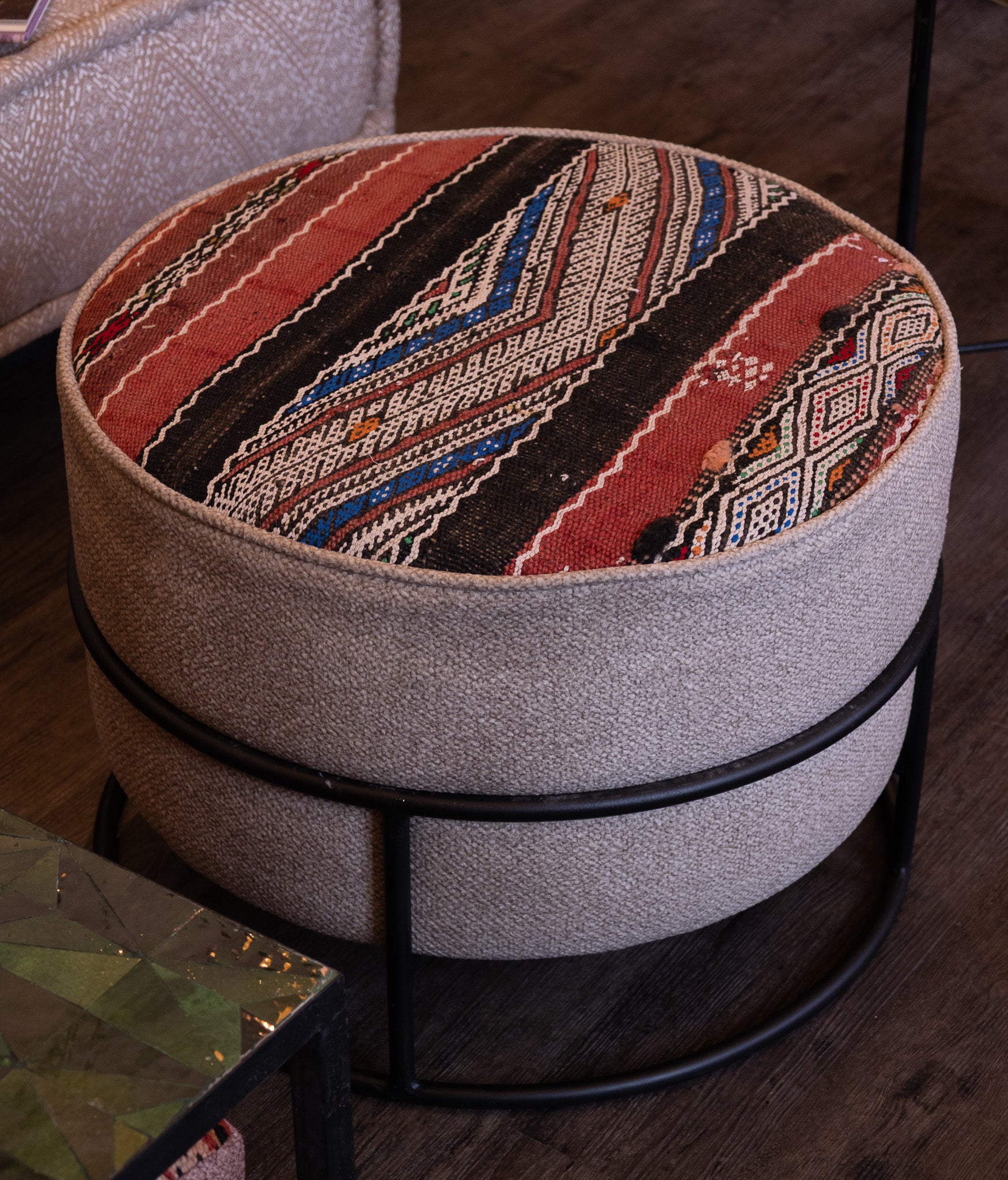 FES EL BALI Pouf Grau