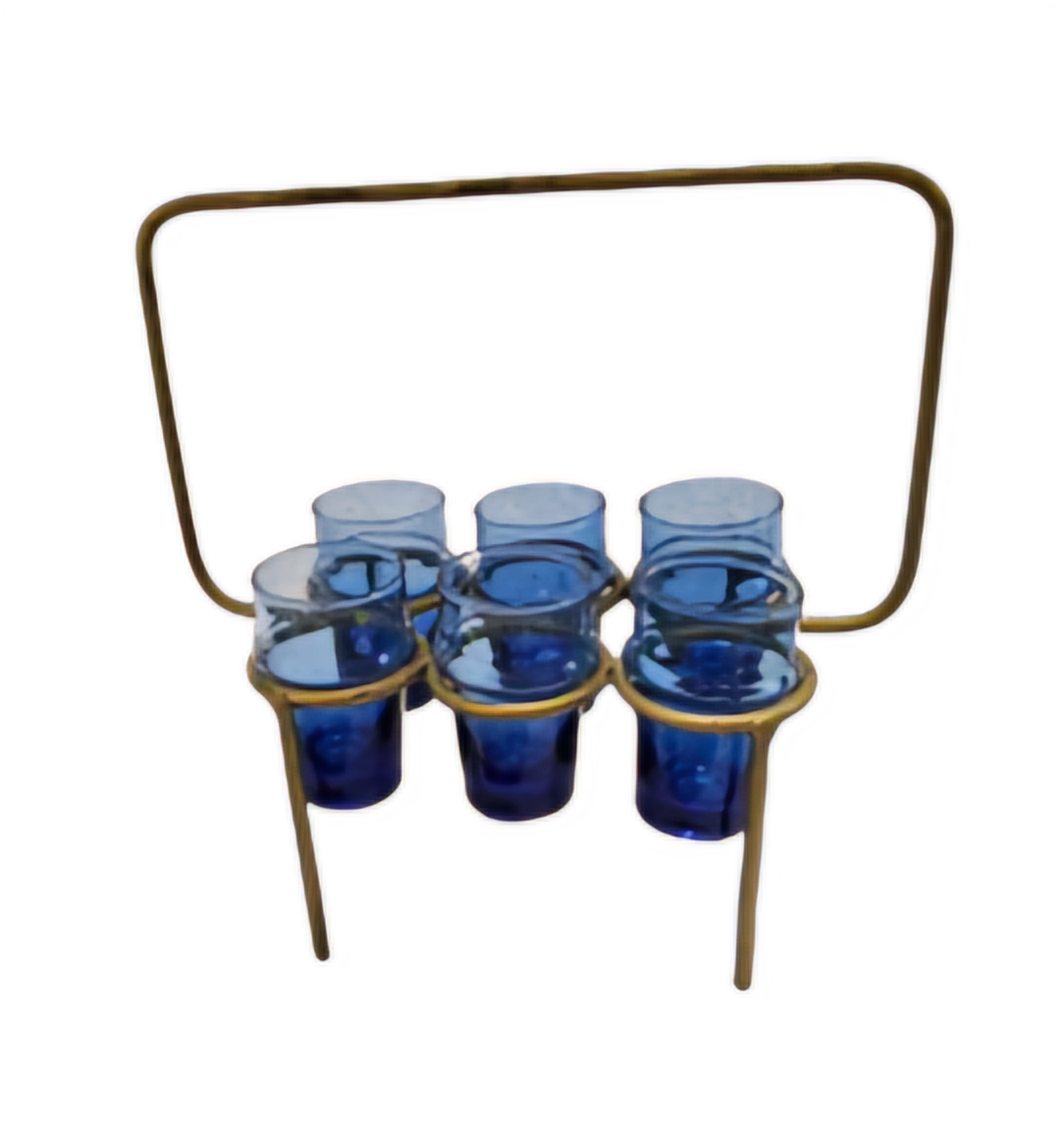 Tea Glasses Set Gold Blue