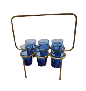 Tea Glasses Set Gold Blue