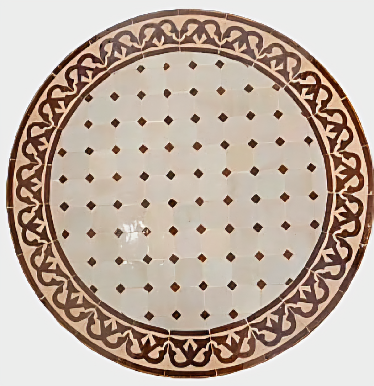 Moroccan Mosaic Table White Brown 70 cm