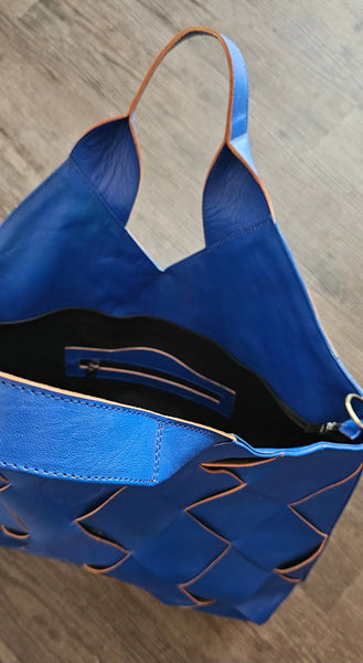 leather bag blue