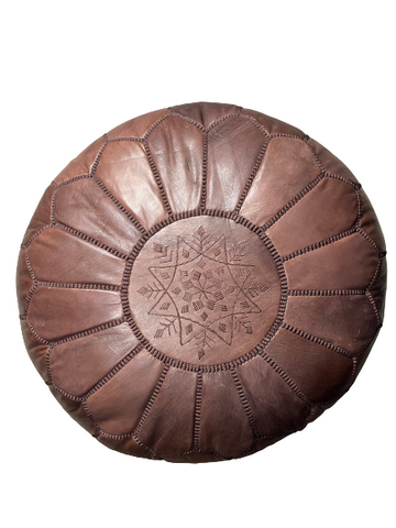 Leather Pouf- Maron Ø:50cm