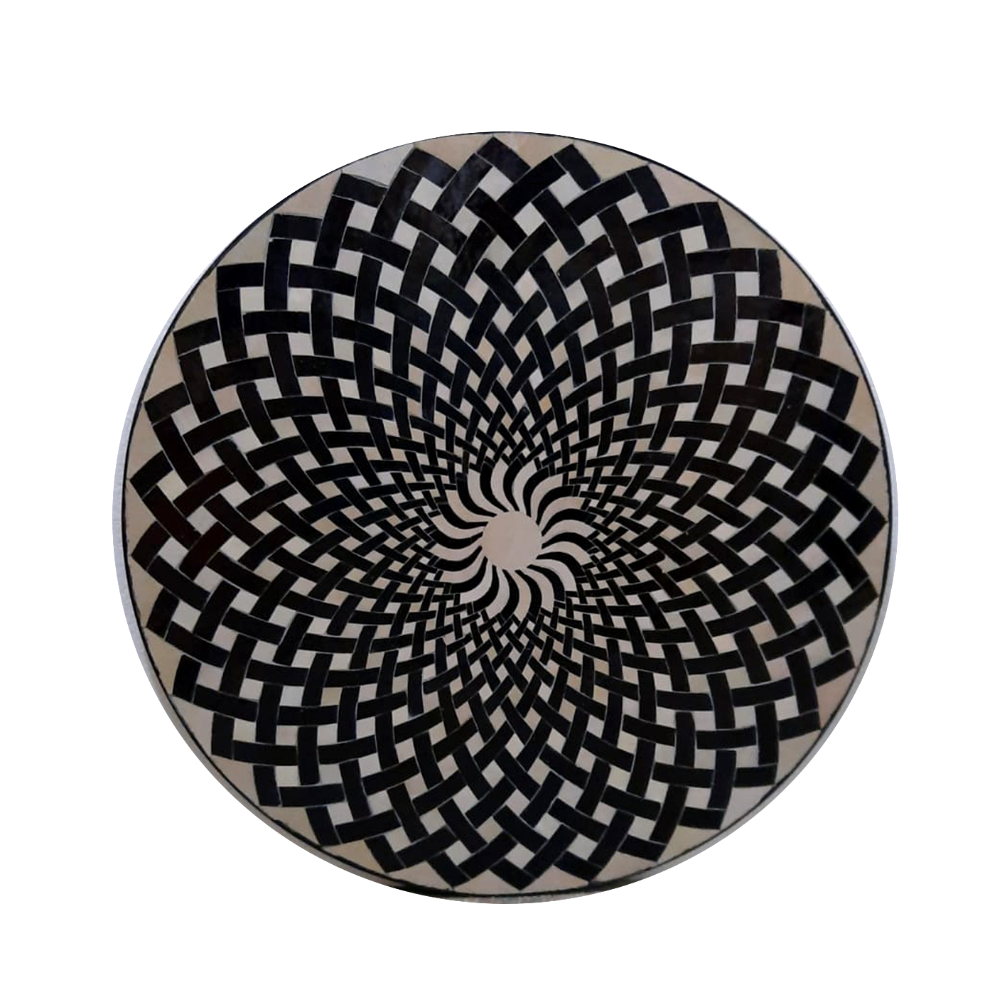 Moroccan Mosaic Table Black White Lotus 80 cm