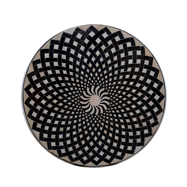 Moroccan Mosaic Table Black White Lotus 80 cm