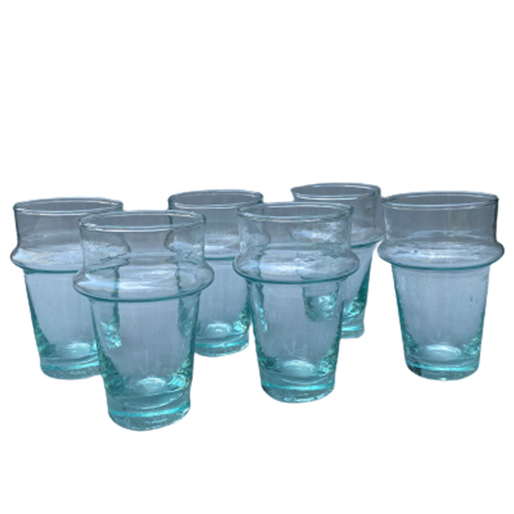 6 hand-blown glasses crystal clear Beldi 10cm
